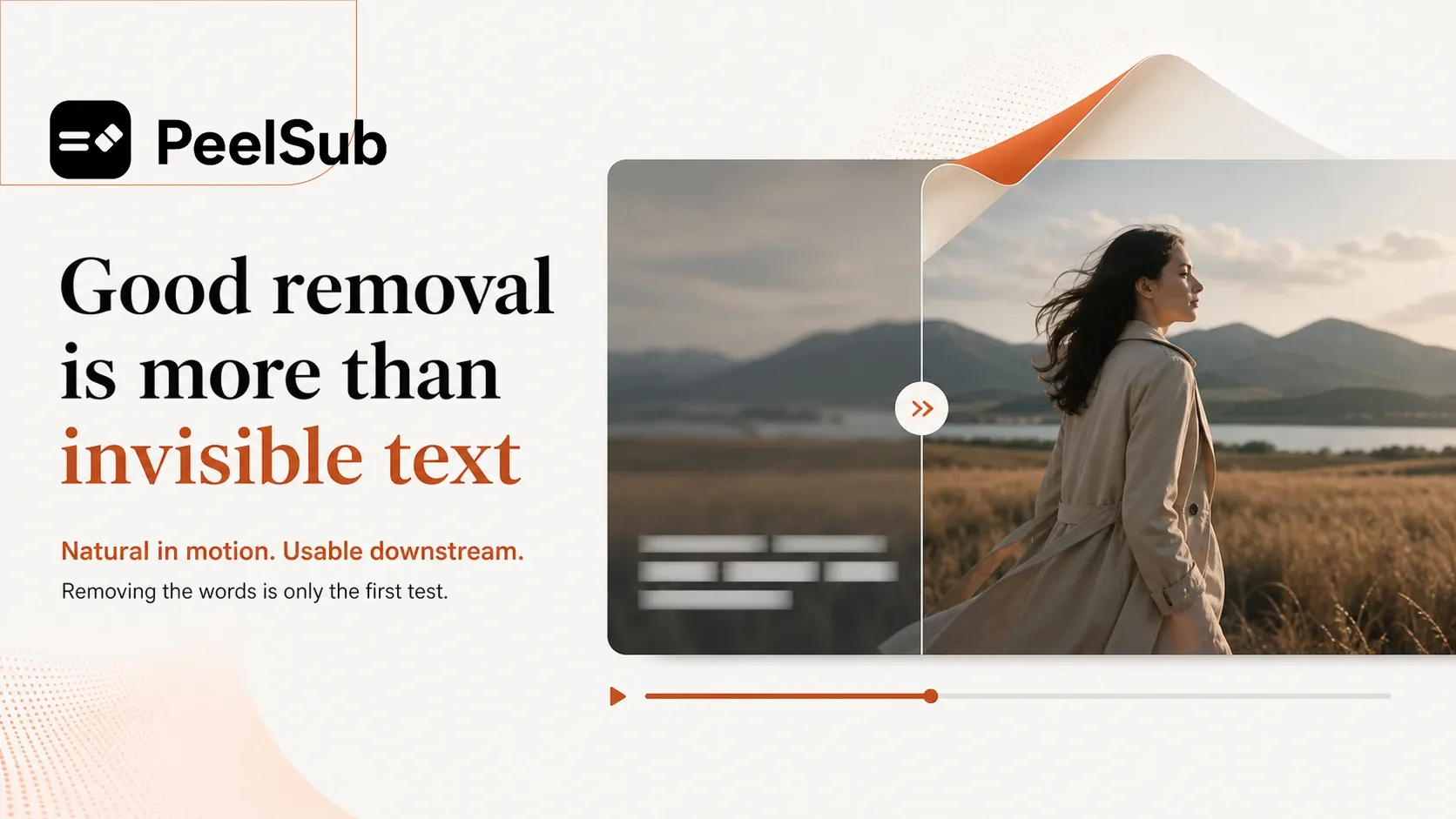 PeelSub hard-subtitle detection removal and localized frame repair workflow